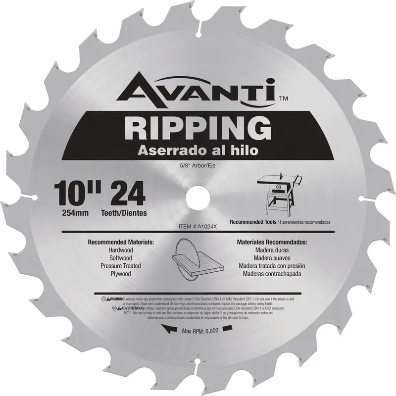Avanti 24-Tooth 10-Inch Ripping Circular Saw Blade For Woodworking 1
