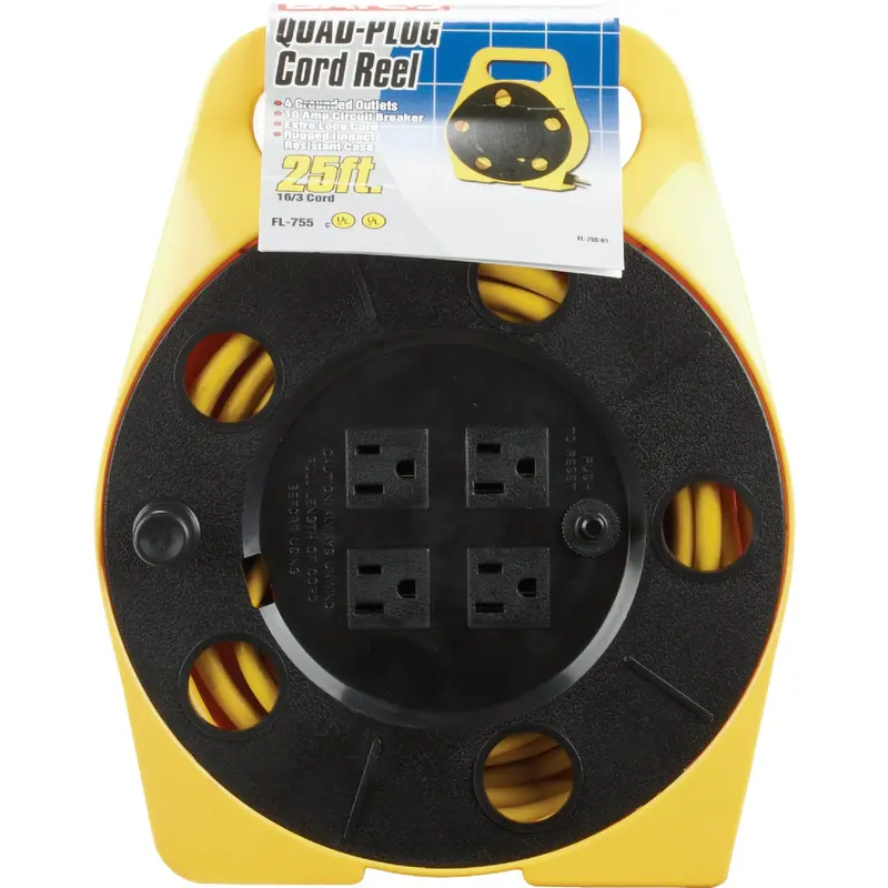 Bayco 25-Foot Multi-Plug Cord Reel – 16/3 Sjtw, Polypropylene Housing 1