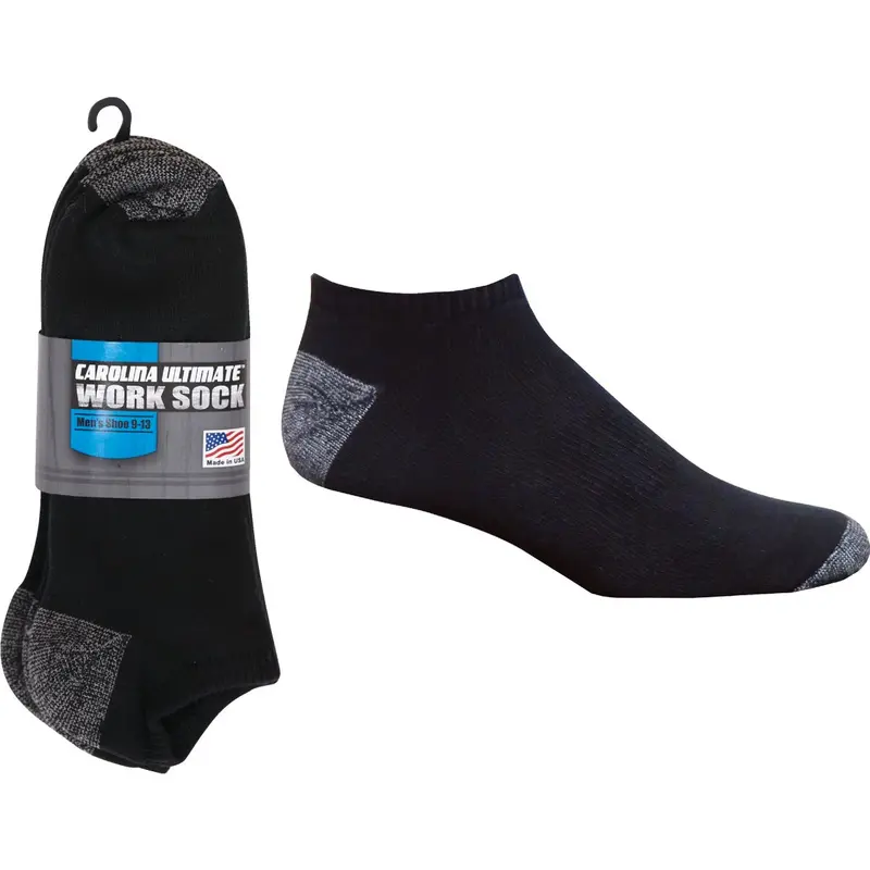 Carolina Ultimate No-Show Socks – Large Black, Low-Cut Comfort Fit (3-Pack) 1