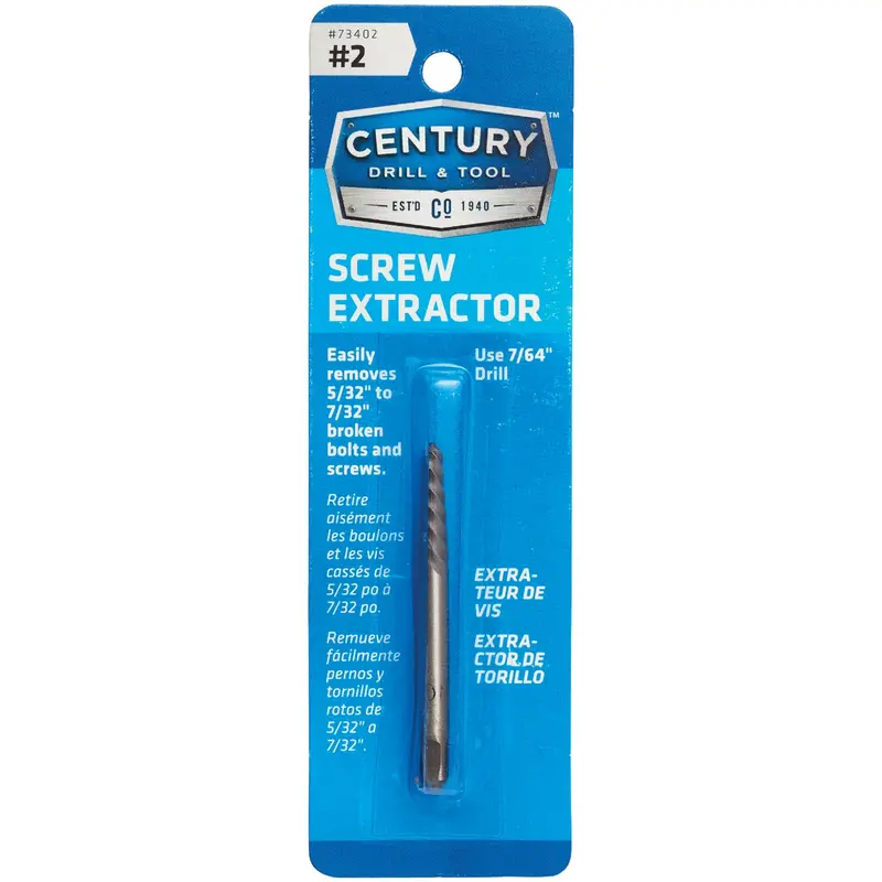 Century Drill & Tool #2 Spiral Flute Screw Extractor Set 1