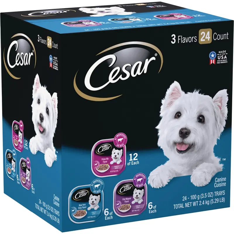 Cesar Prime Rib, Ny Strip & Filet Mignon Wet Dog Food – Gravy Variety Pack (24 Cans) 1