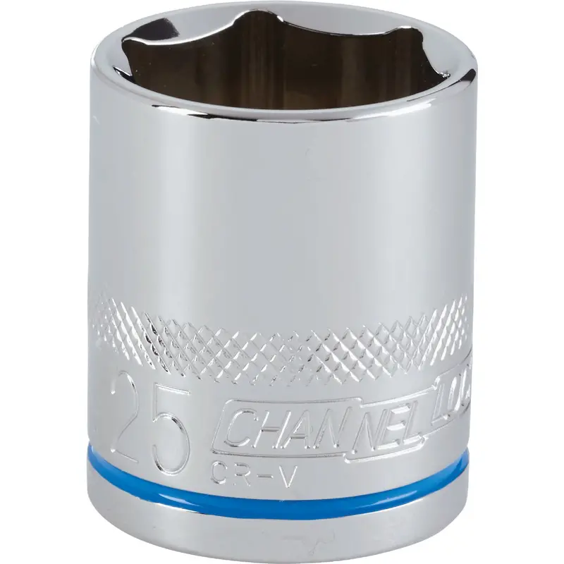 Channellock 1/2-Inch Drive 25Mm 6-Point Shallow Metric Socket – Chrome Vanadium Steel 1