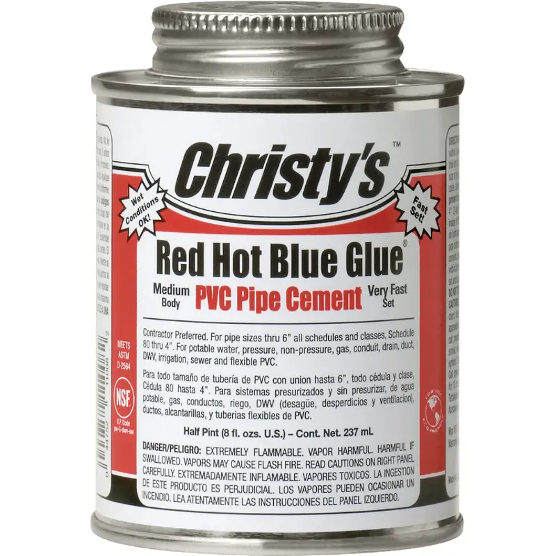 Christy’S Low-Voc Pvc Cement – Red Hot Blue Formula, 8 Oz Can 1