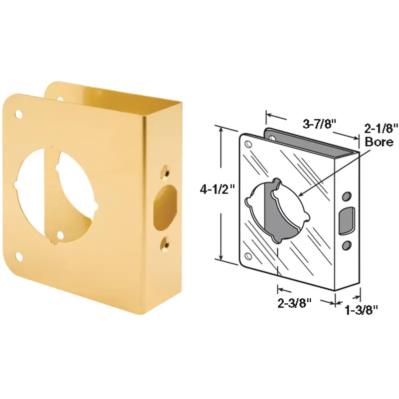 Defender Security Brass Door Reinforcer Plate – 1-3/8-Inch X 2-3/8-Inch 1