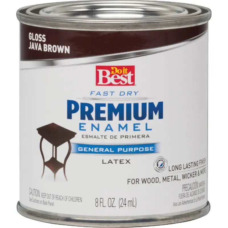 Do It Best Fast-Dry Acrylic Latex Gloss Enamel – Java Brown, Half-Pint 1