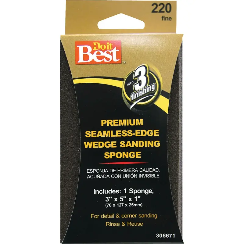 Do It Best Premium Sanding Sponge – 3" X 5" X 1", 220-Grit Fine Foam Block For Contoured Surfaces 1