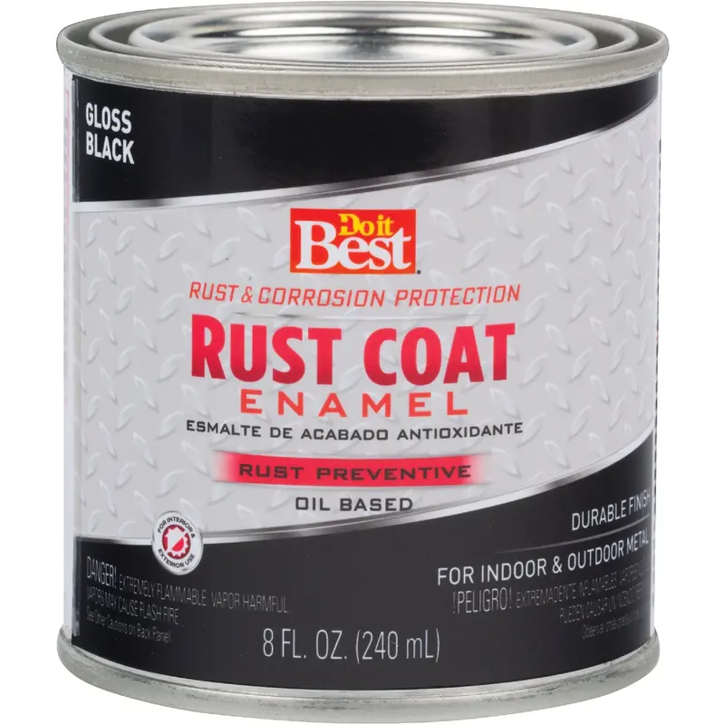 Do It Best Rust-Coat Oil-Based Enamel Paint – Gloss Black Finish, 1/2 Pint Can 1