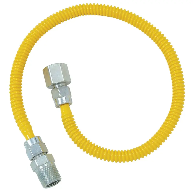 Dormont 18-Inch Coated Stainless Steel Gas Hose – 3/8-Inch Od, 1/2-Inch Fip To 1/2-Inch Mip (3/8-Inch Fip Tapped) 1