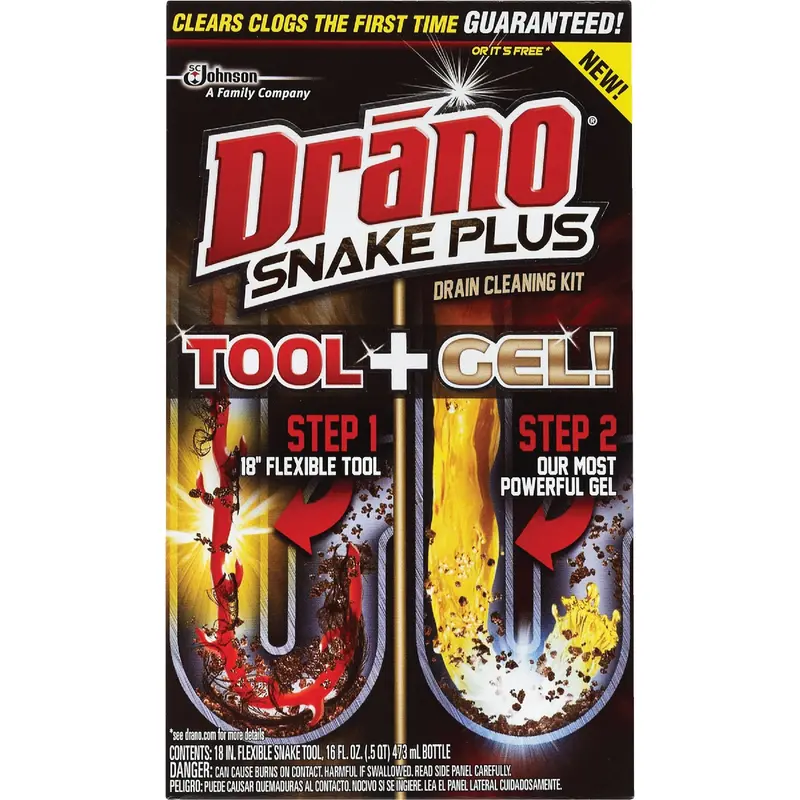 Drano Snake Plus Gel Drain Cleaner – 16 Oz Clog Removal Kit With Auger Tool 1