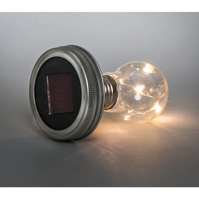 Everlasting Glow Solar Mason Jar Lid – Warm White Led Bulb, Metal Design 1