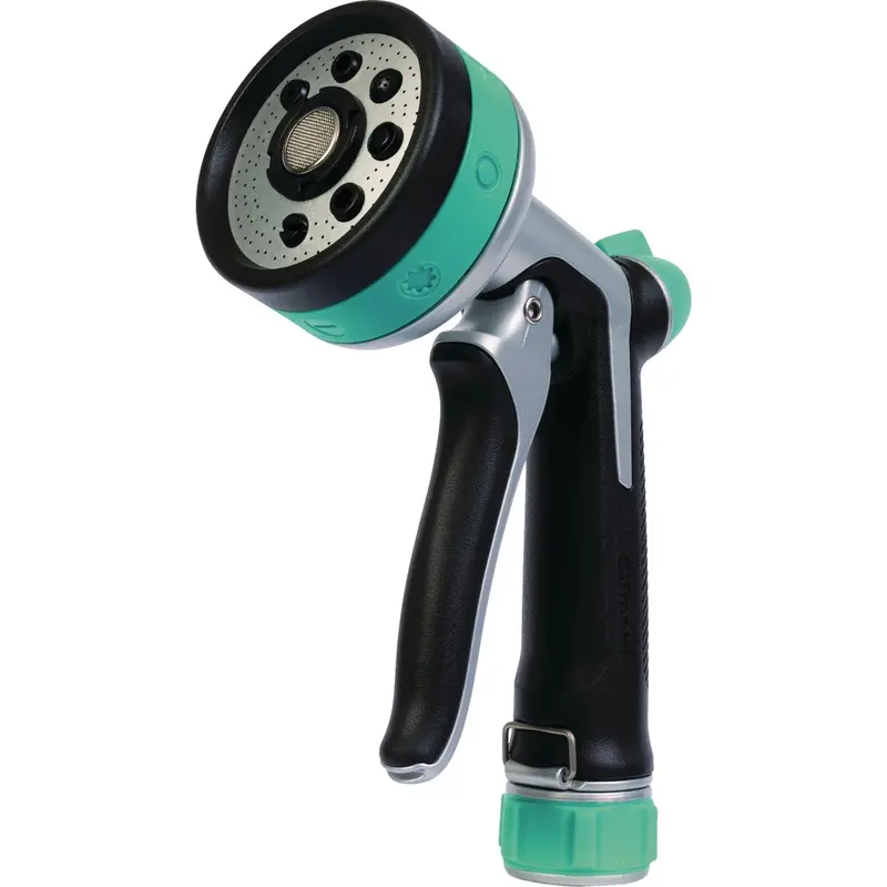 Gilmour Stainless Steel 8-Function Spray Nozzle – Ergonomic Black/Green Hose End Adjuster 1