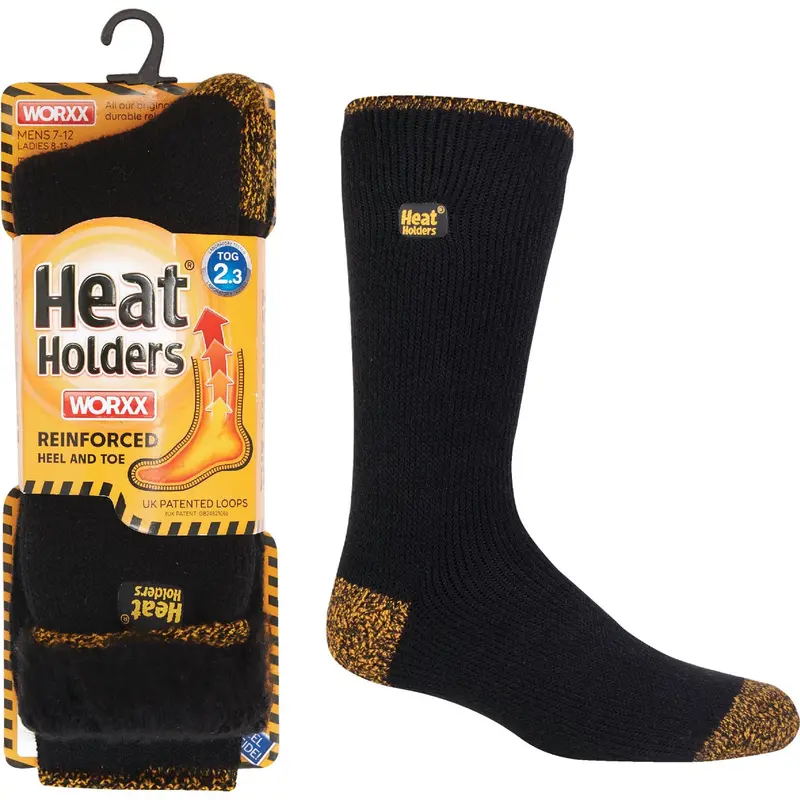 Heat Holders Worxx Thermal Socks – Large Black, Ultra-Warm Merino-Blend Footwear Liners 1