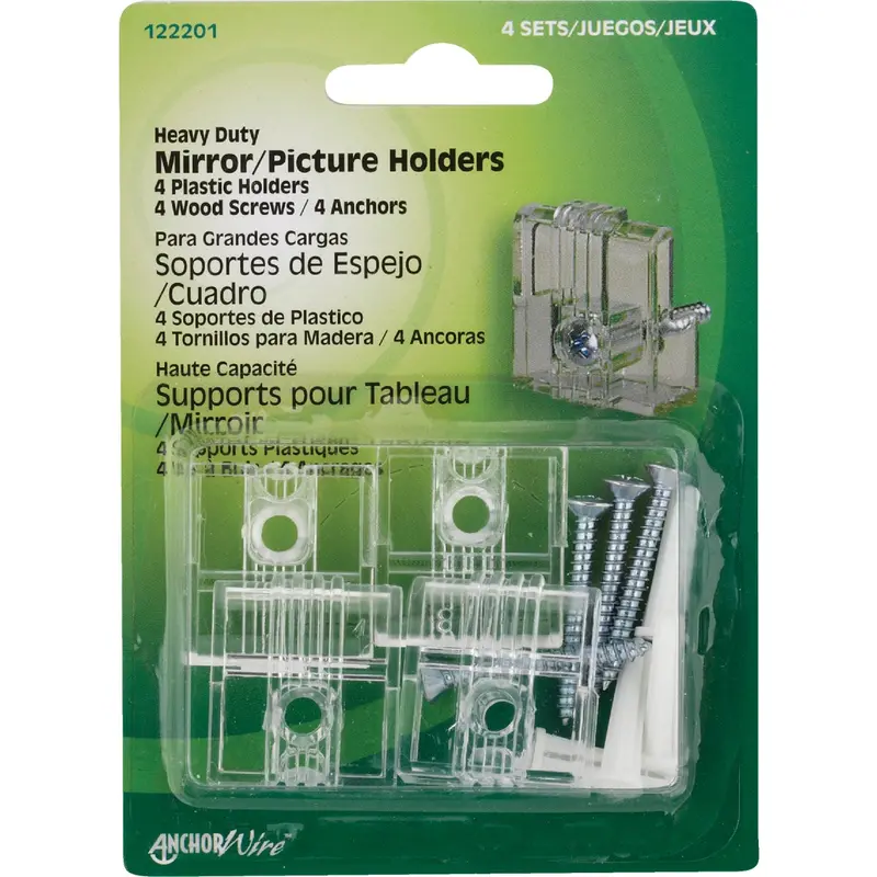 Hillman Heavy-Duty Mirror Mounting Kit – 4-Set Hardware Package With Anchors And Screws 1