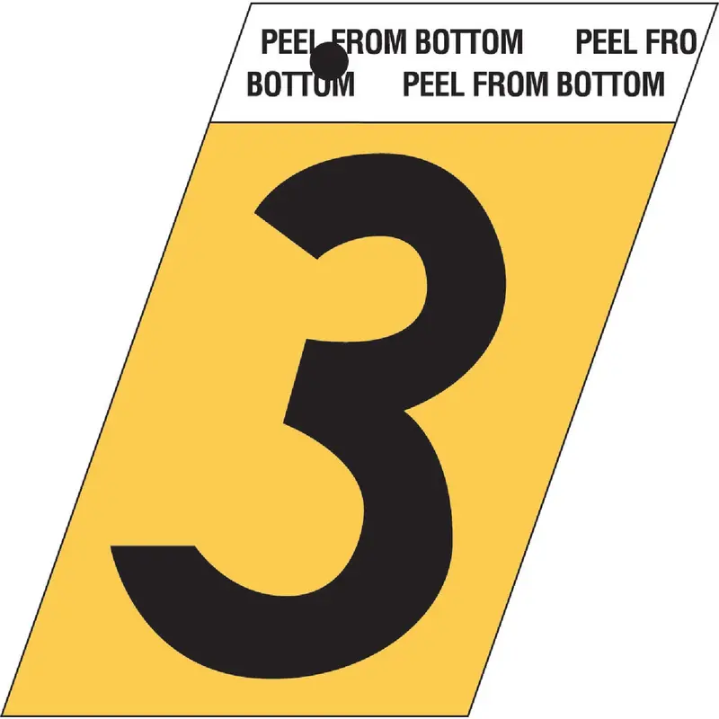 Hy-Ko Aluminum Non-Reflective Adhesive Number – Size 3, 1-1/2-Inch Height 1