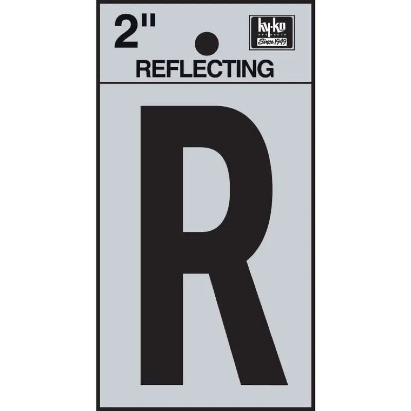 Hy-Ko Reflective Vinyl Adhesive Letter 'R' – 2-Inch Tall, Weather-Resistant 1