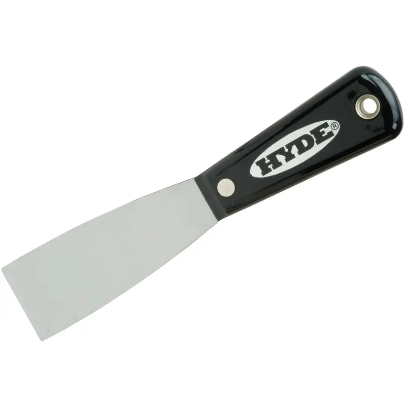 Hyde Professional Putty Knife – 1-1/2-Inch Stiff Blade, Black & Silver Handle For Smooth Finishing 1