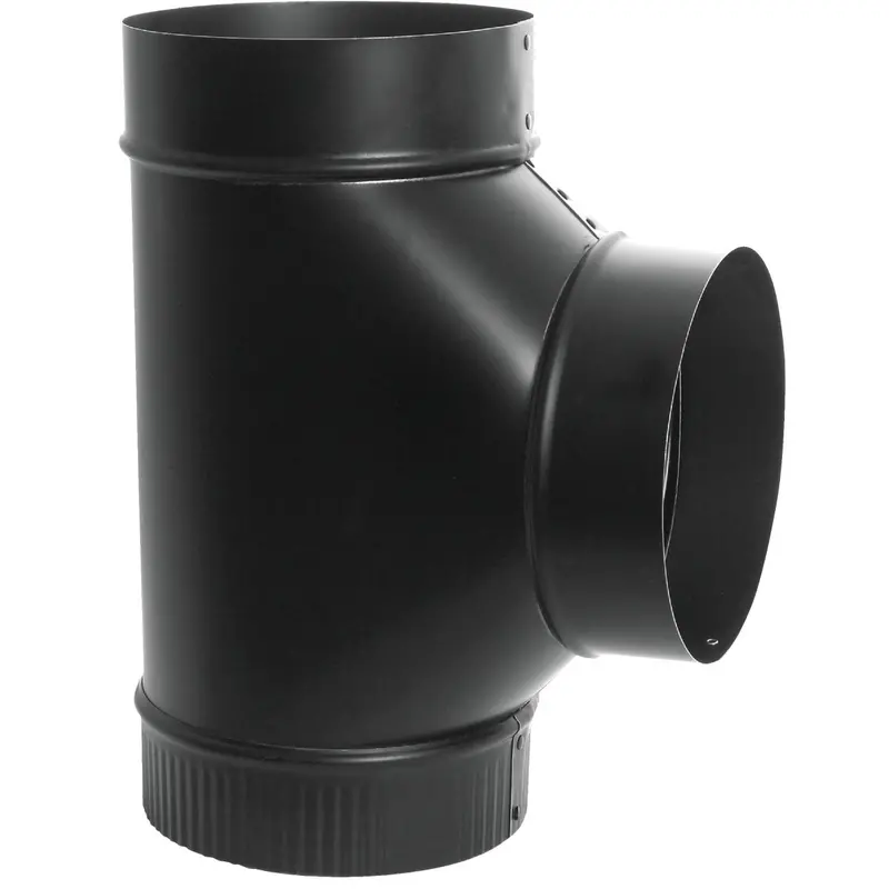 Imperial Single-Wall Black Steel Tee Joint – 8-Inch Diameter, 24-Gauge Gauge 1
