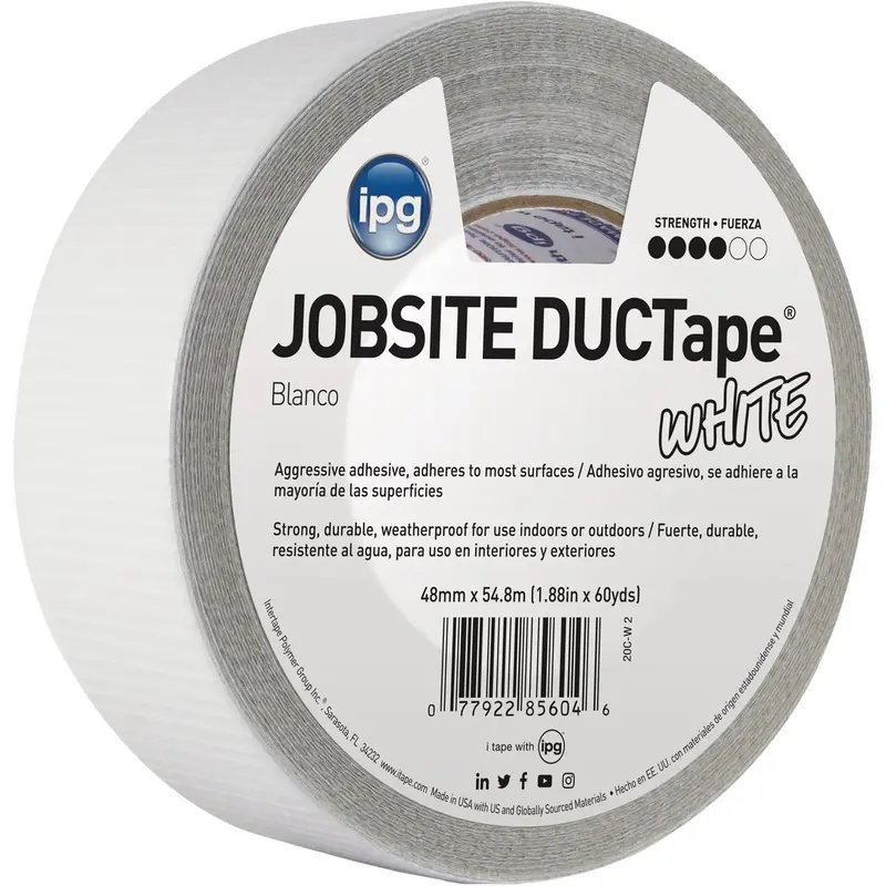 Intertape General-Purpose Duct Tape – 1.88-Inch X 60-Yard White Roll For Household Repairs 1