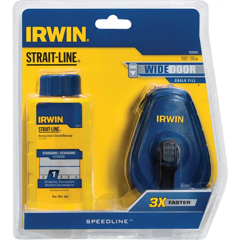 Irwin Strait-Line Speed-Line Chalk Reel – 100-Foot Blue Chalk Line With Built-In Reel 1