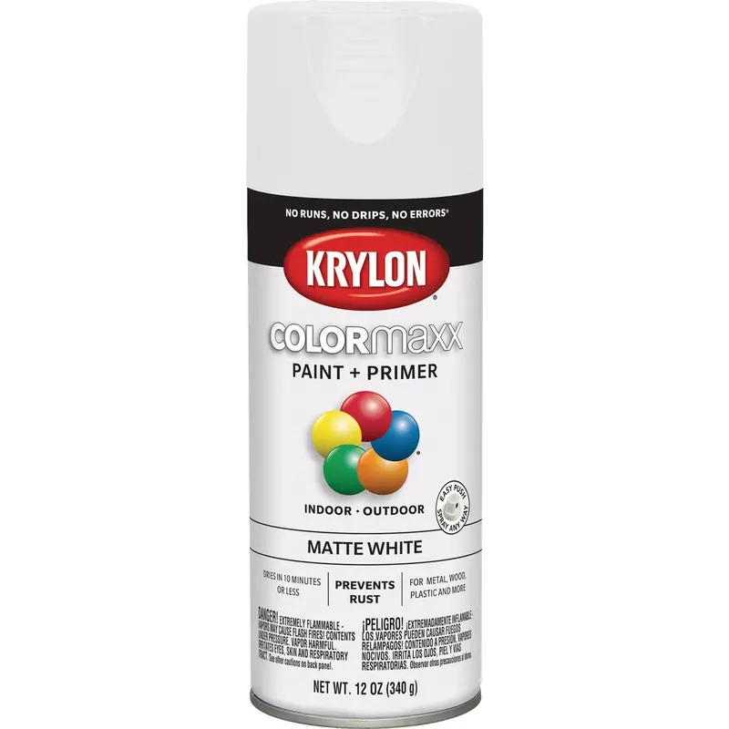 Krylon Colormaxx Matte Finish Spray Paint With Built-In Primer – Pure White 1