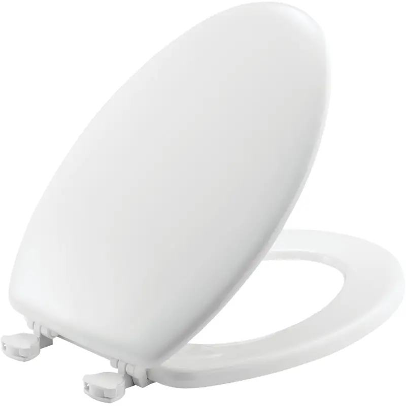 Mayfair Elongated Toilet Seat – White Wood, Closed Front With Quick-Release Hinges 1