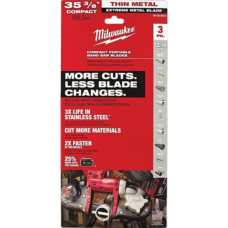 Milwaukee Extreme Metal Band Saw Blade – 35-3/8 Inch, 12/14 Tpi, 3-Pack For Precision Cutting 1