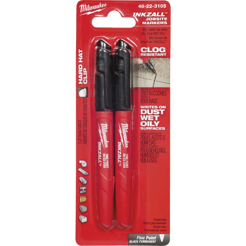 Milwaukee Inkzall Fine-Point Black Job-Site Marker – Pack Of Two Durable Markers 1