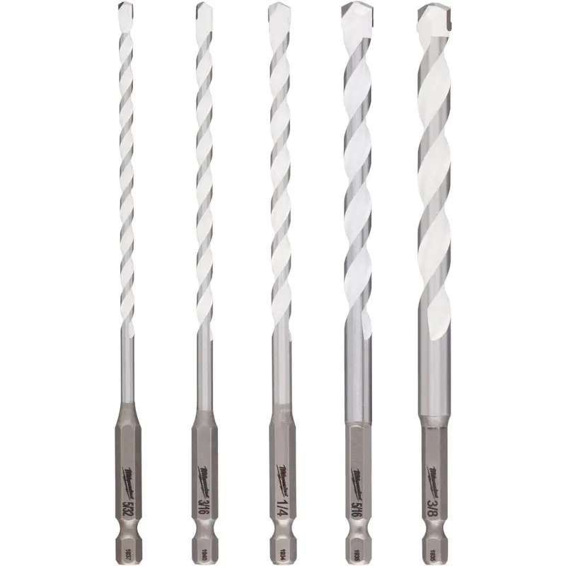 Milwaukee Shockwave Multi-Material Drill Bit Set – 5-Piece, Carbide-Tipped Hex Shank 1