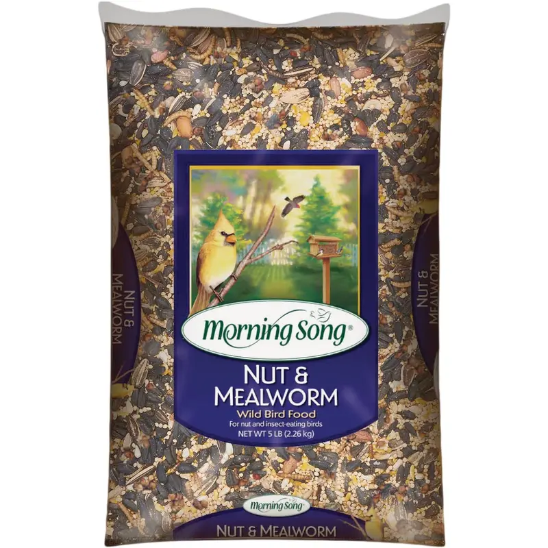 Morning Song Wild Bird Food Mix – 5-Pound Blend Of Nuts And Mealworms 1