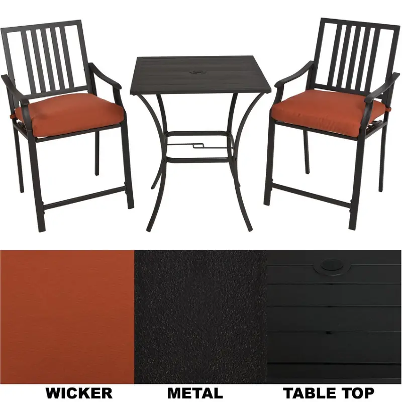 Nantucket Bistro Set – 3-Piece Outdoor Dining Set With Cushioned Seats 1