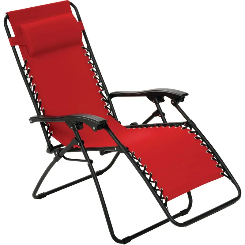 Outdoor Expressions Convertible Zero-Gravity Lounge Chair – Red Fabric, Reclining Relaxer 1