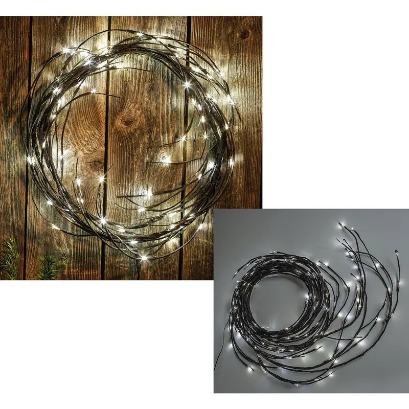 Paradise 9-Foot Outdoor Patio Light Garland – 80 Warm White Bulbs On Branch-Like Wire 1