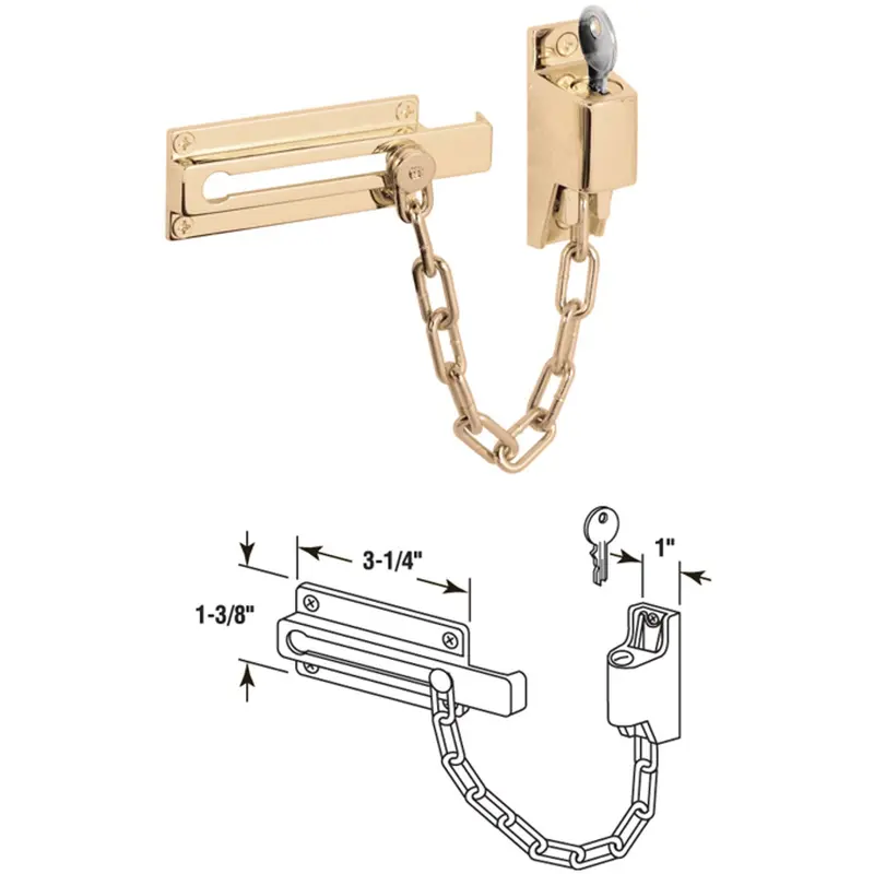 Polished Brass Keyed Chain Door Lock For Enhanced Security 1