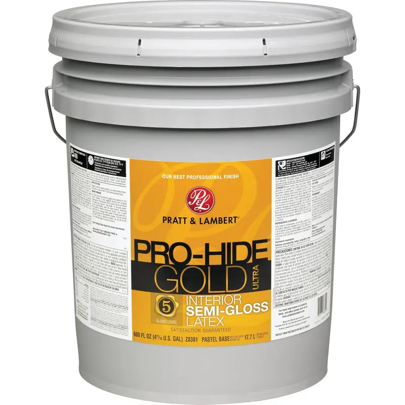 Pratt & Lambert Pro-Hide Gold Ultra Latex Interior Paint – Semi-Gloss, Pastel Base, 5-Gallon Pail 1