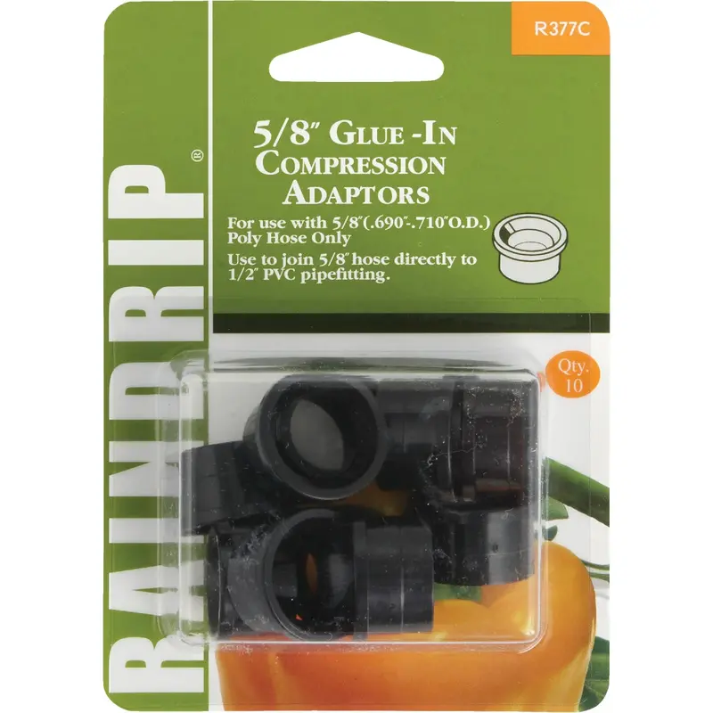 Raindrip Pvc-To-Drip Irrigation Adapter – 5/8" Compression Glue-In, 10-Pack 1