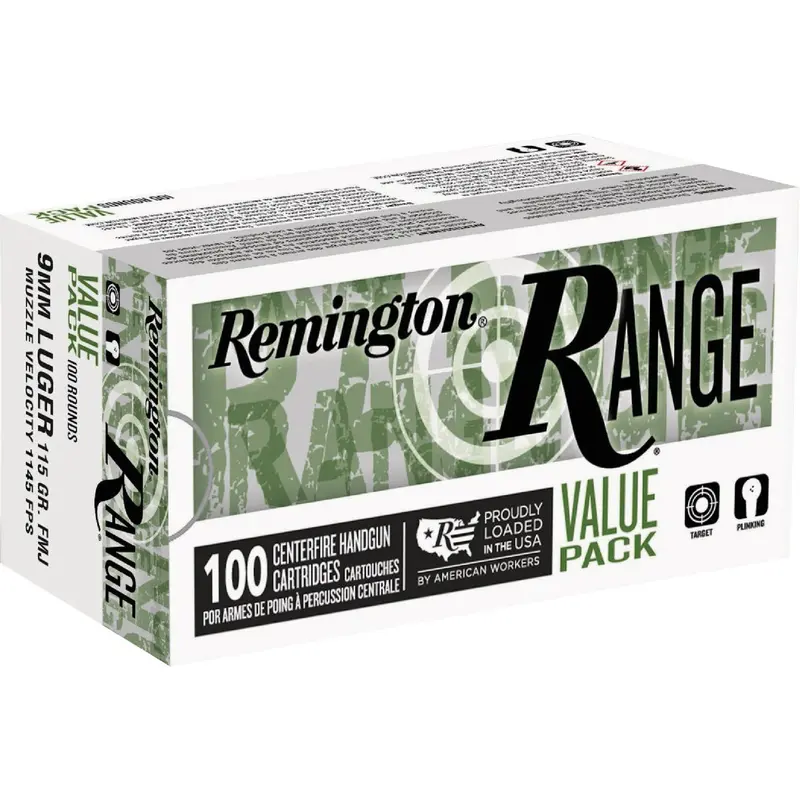 Remington Range 9Mm Luger Ammunition – 115-Grain Full Metal Jacket, Centerfire Cartridges 1
