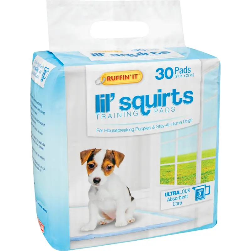 Ruffin’ It Lil’ Squirts Absorbent Puppy Training Pads – 22-Inch Square, 30-Pack 1