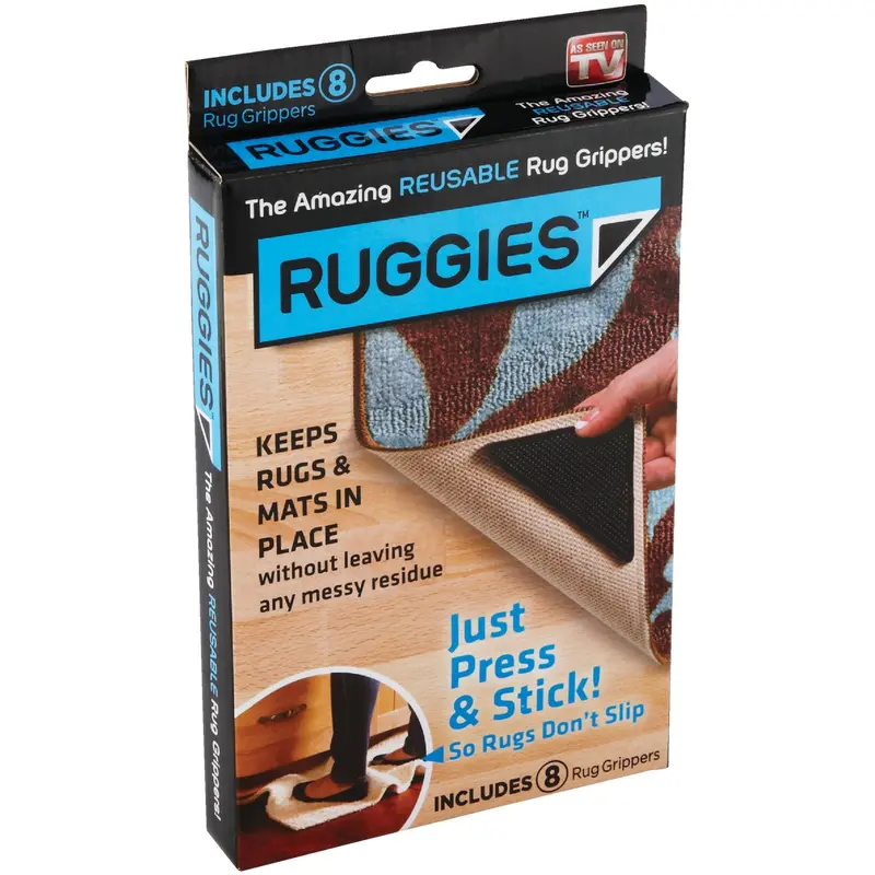 Ruggies Non-Slip Rug Gripper Tape – Adhesive Backing, 8-Roll Pack 1