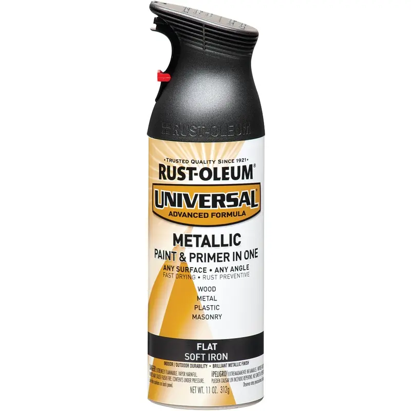 Rust-Oleum Universal Soft Iron Metallic Spray Paint & Primer – 11 Oz, Flat Finish, All-Surface 1