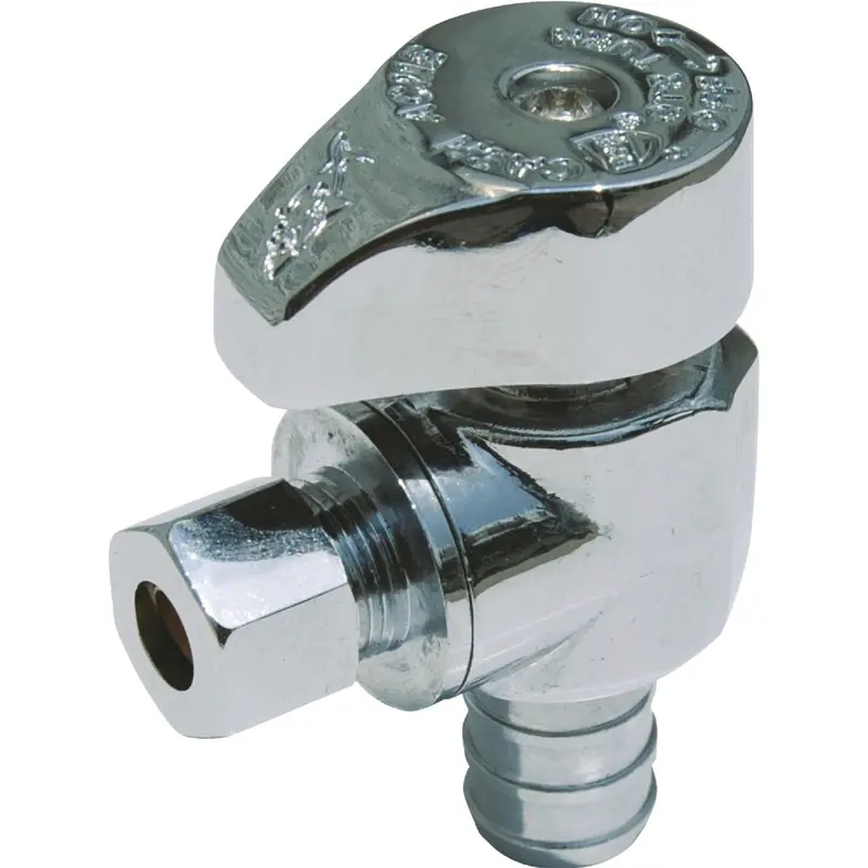 Sharkbite Chrome Ice Maker Shut-Off Valve: 1/2" Compression × 1/4" Od Push-To-Connect Fitting 1