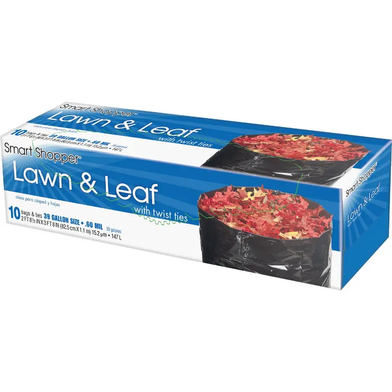 Smart Shopper Heavy-Duty Lawn & Leaf Bag – 39-Gallon Black (Pack Of 10) 1