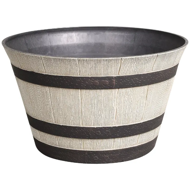 Southern Patio Whiskey Barrel Planter – 15.5 In X 9 In Resin Birchwood Outdoor Container 1