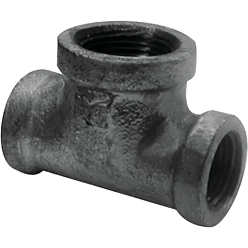 Southland Reducing Malleable Iron Tee – 1 In. X 1 In. X 3/4 In., Black 1