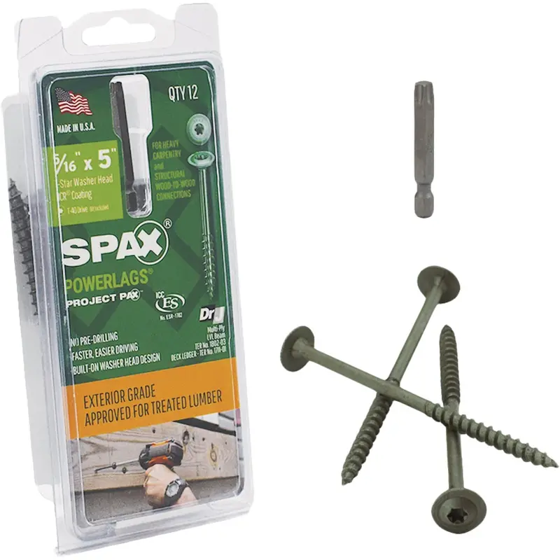 Spax Powerlags Exterior Structural Screws – 5/16 In. X 5 In., Washer Head, 12-Pack 1