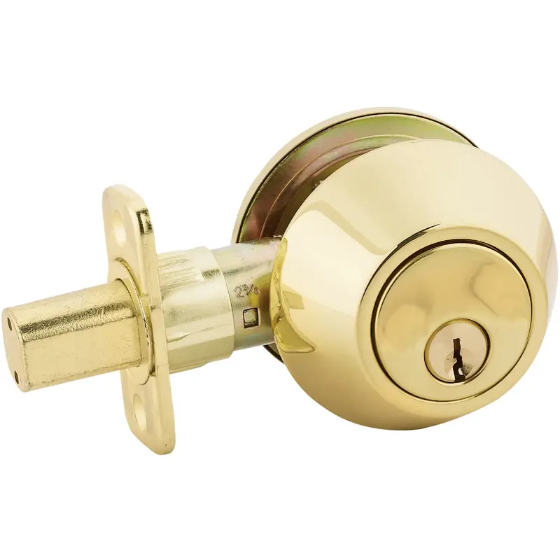 Steel Pro Polished Brass Deadbolt – Single-Cylinder Entry Security Lock 1