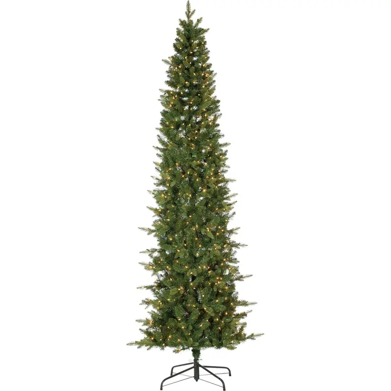 Sterling Saginaw Spruce Pre-Lit Artificial Christmas Tree – 9 Ft. Tall, 650 Clear Bulbs, Narrow Profile 1