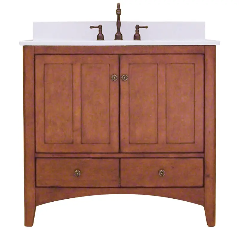 Sunny Wood Expressions Warm Cinnamon Vanity Base – 36 In W X 34 In H X 21-1/4 In D, 2-Door/2-Drawer 1