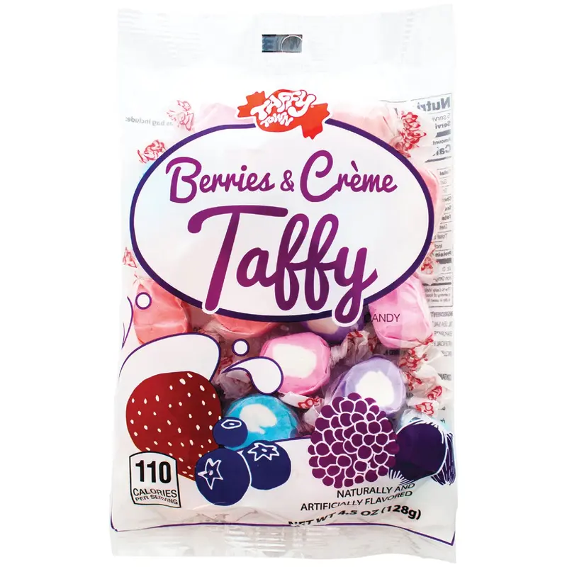 Taffy Town Berries & Cream Flavor Chewy Taffy – 4.5 Oz Bag 1