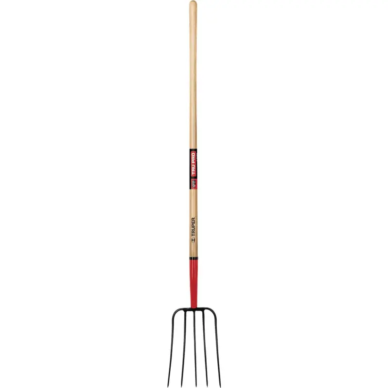 Truper 5-Tine Long-Handle Pitchfork – Heavy-Duty Wood Handle For Hay, Straw & Compost 1