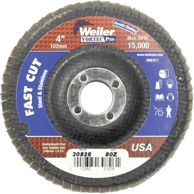 Weiler Vortec Flap Disc – 4 In X 5/8 In Arbor, 80-Grit Type 29 Angle Grinder Attachment 1